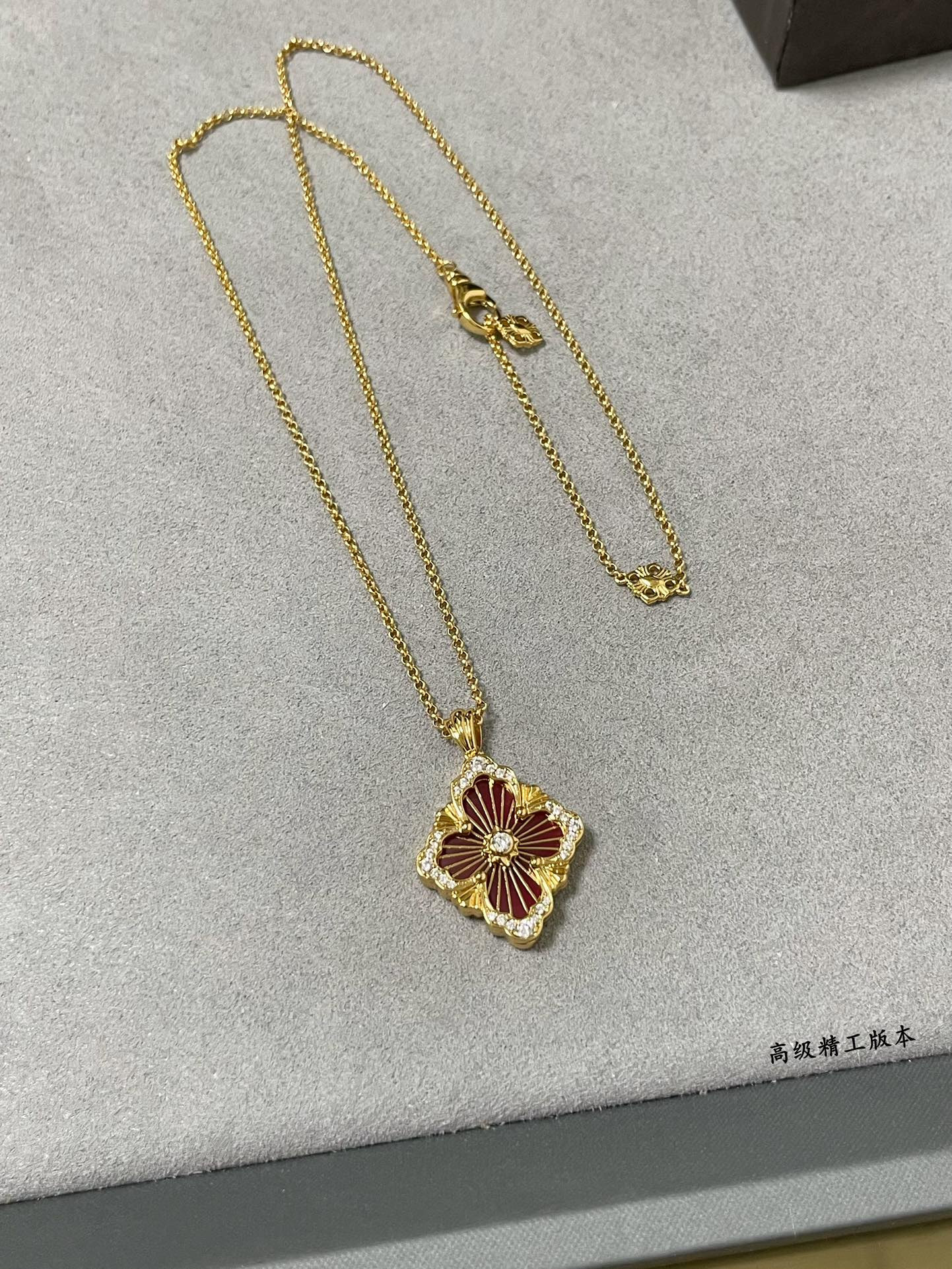 Bvcce11ati large opera red enamel necklace