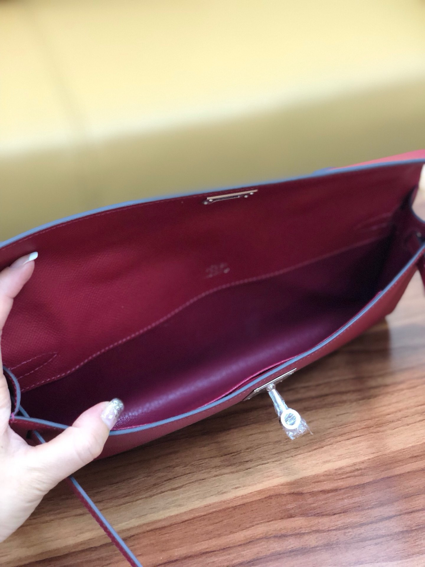 H**mes kelly cut 31cm epsom leather silver