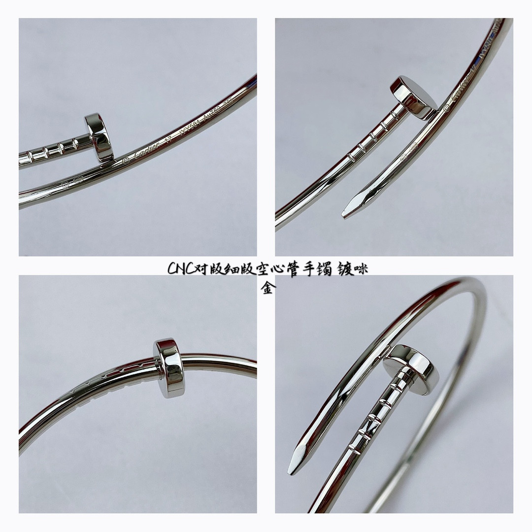 Ca*t*er thin hollow tube polished nail bracelet