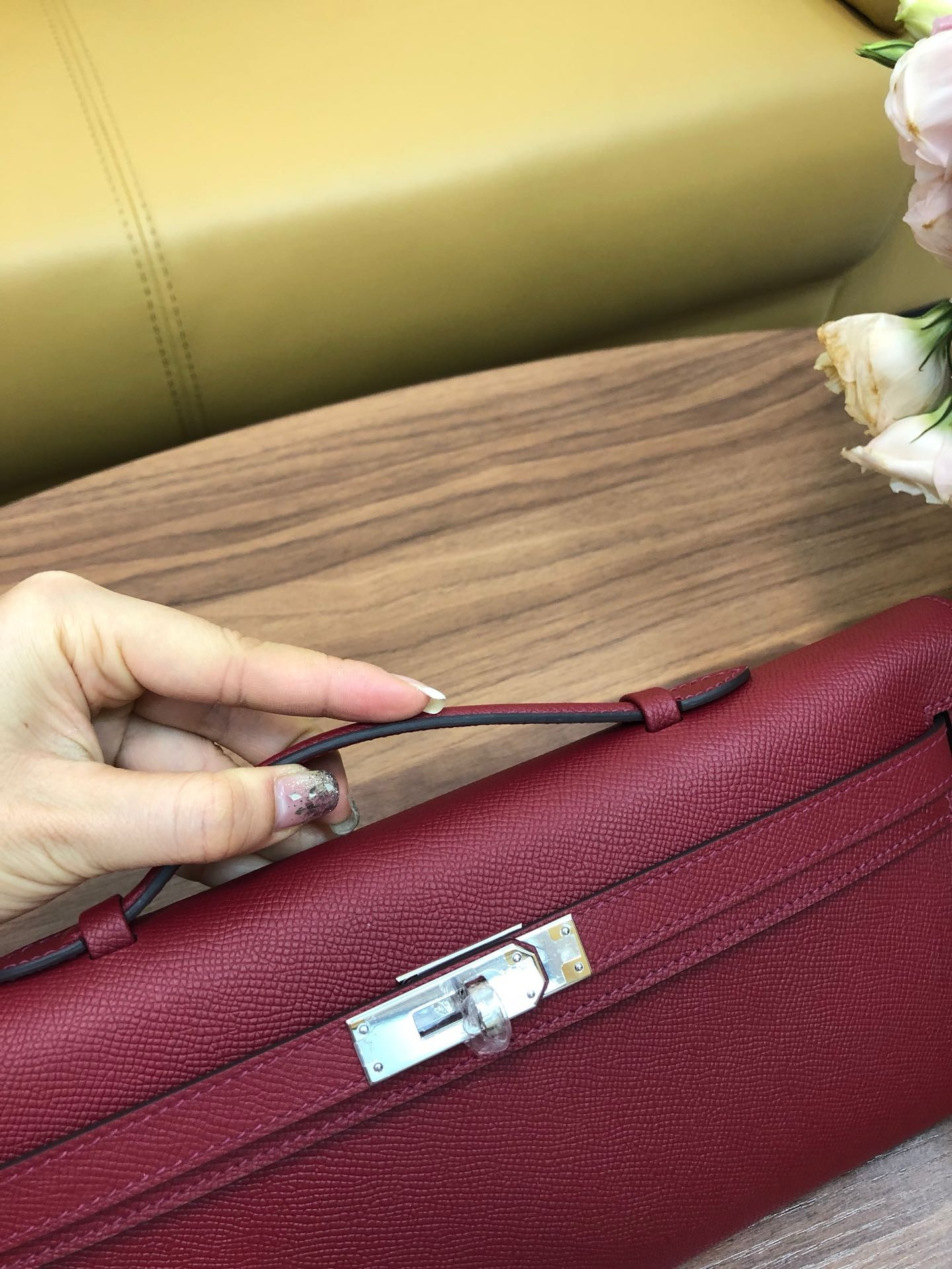 H**mes kelly cut 31cm epsom leather silver