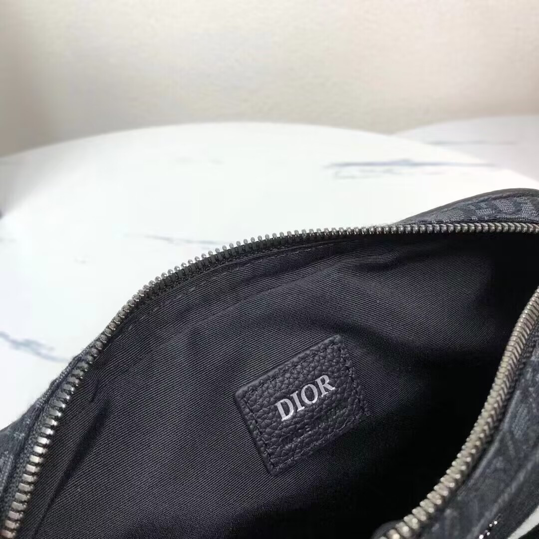 D*or saddle triple pouch black D*or oblique jacquard 18x25x5cm