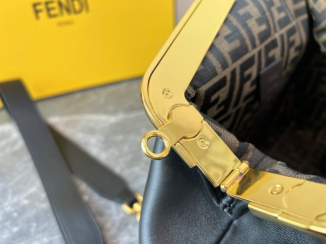 F**di first medium black leather bag