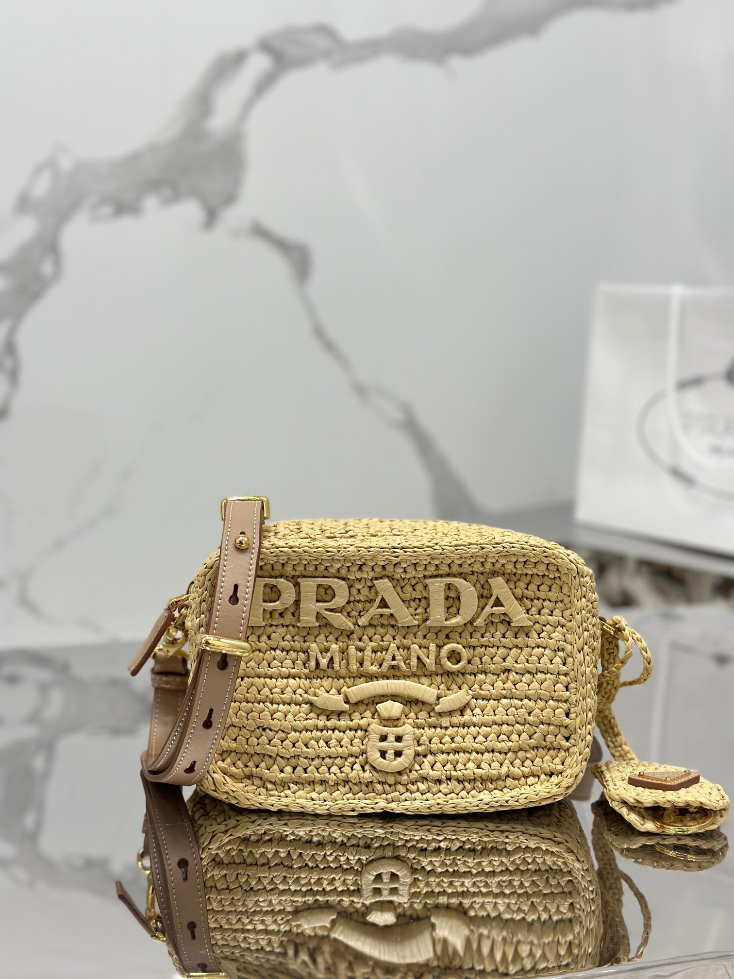 Pra*a crochet Pra*a brique bag color natural