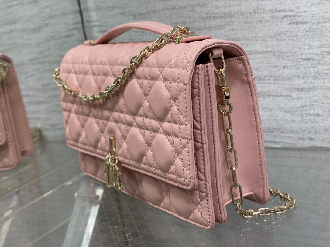 my D*or top handle bag melocoton pink 9.5 x 5.5 x 3 inches