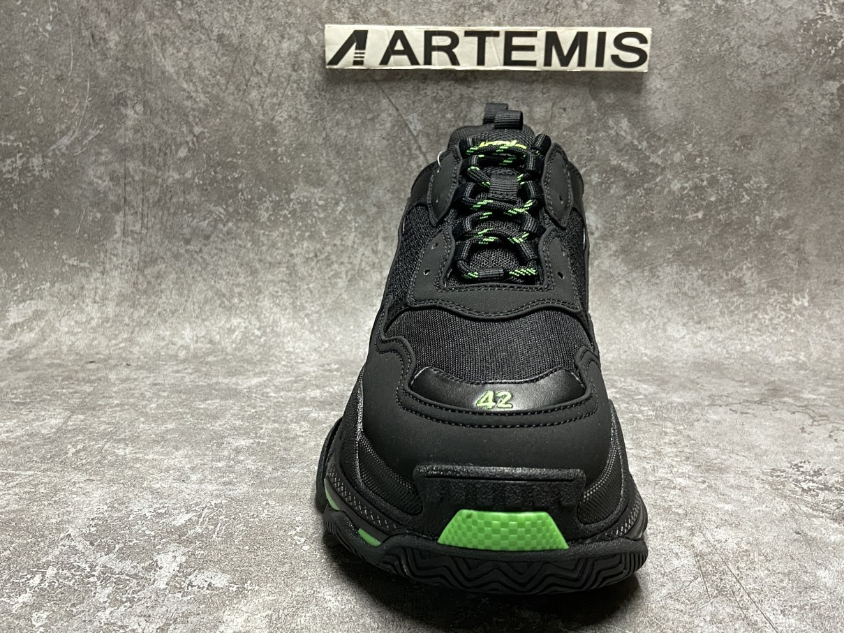 Balenciga Triple S Black and Neon Green