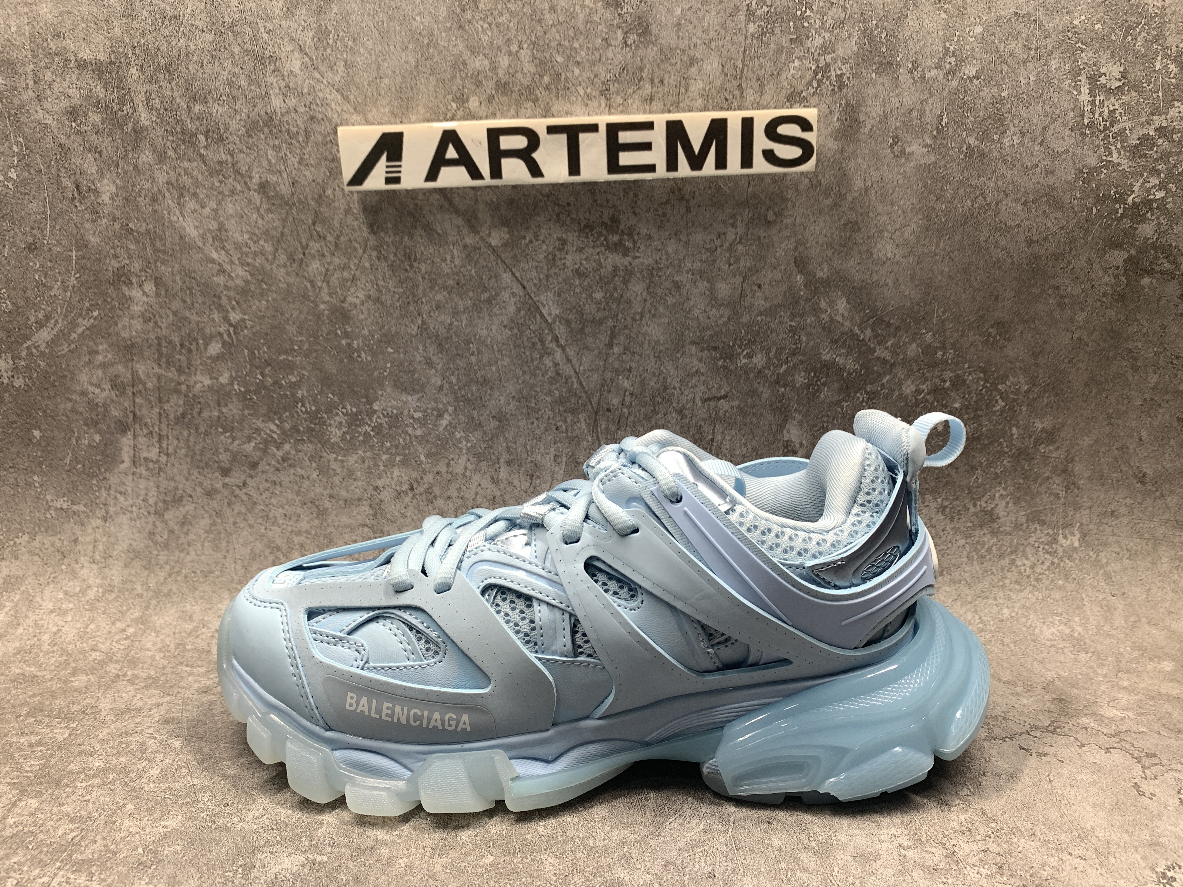Balenciga Track Sneaker Clear Sole Light Blue