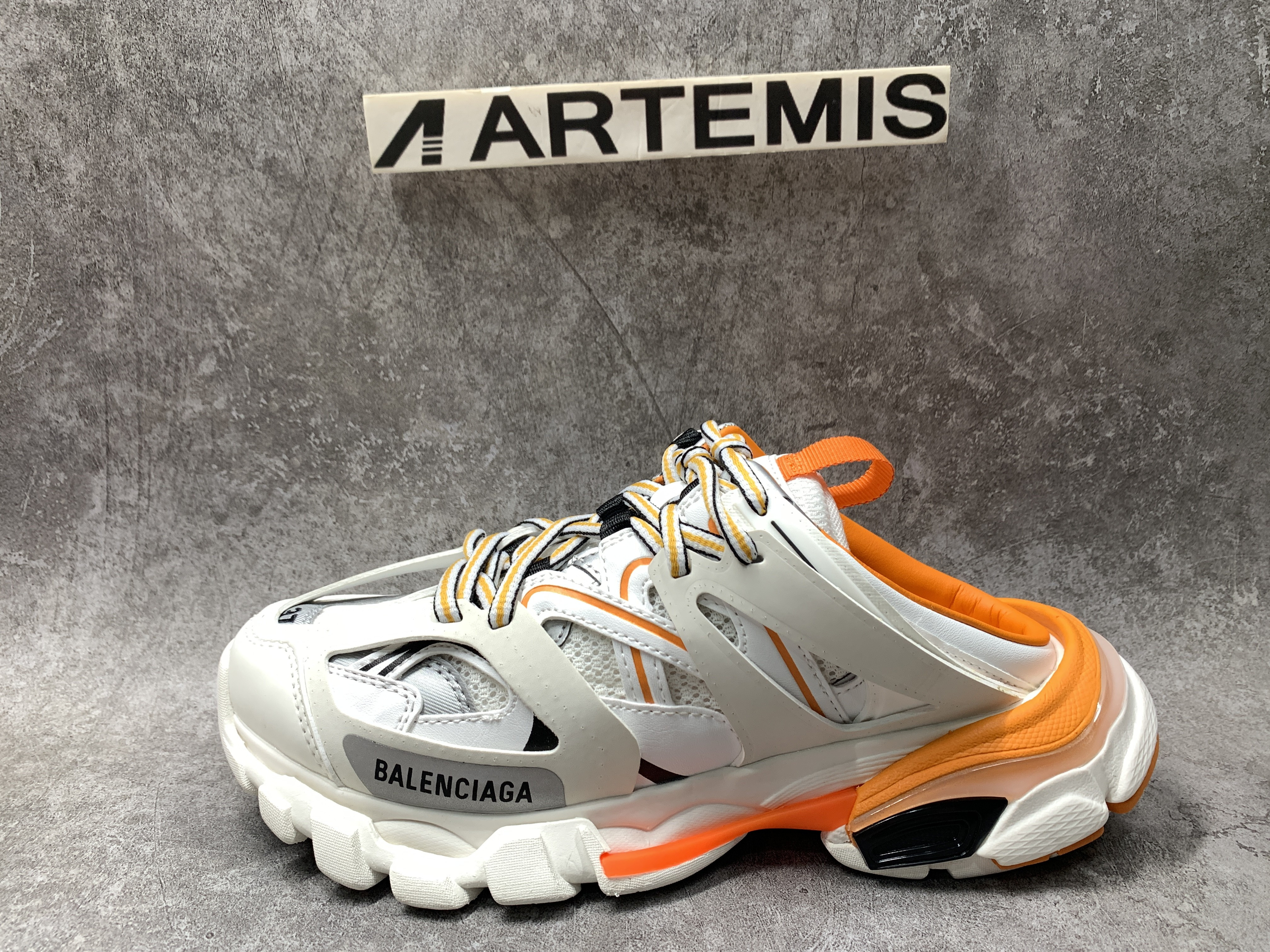 Balenciga Track Mule White Orange