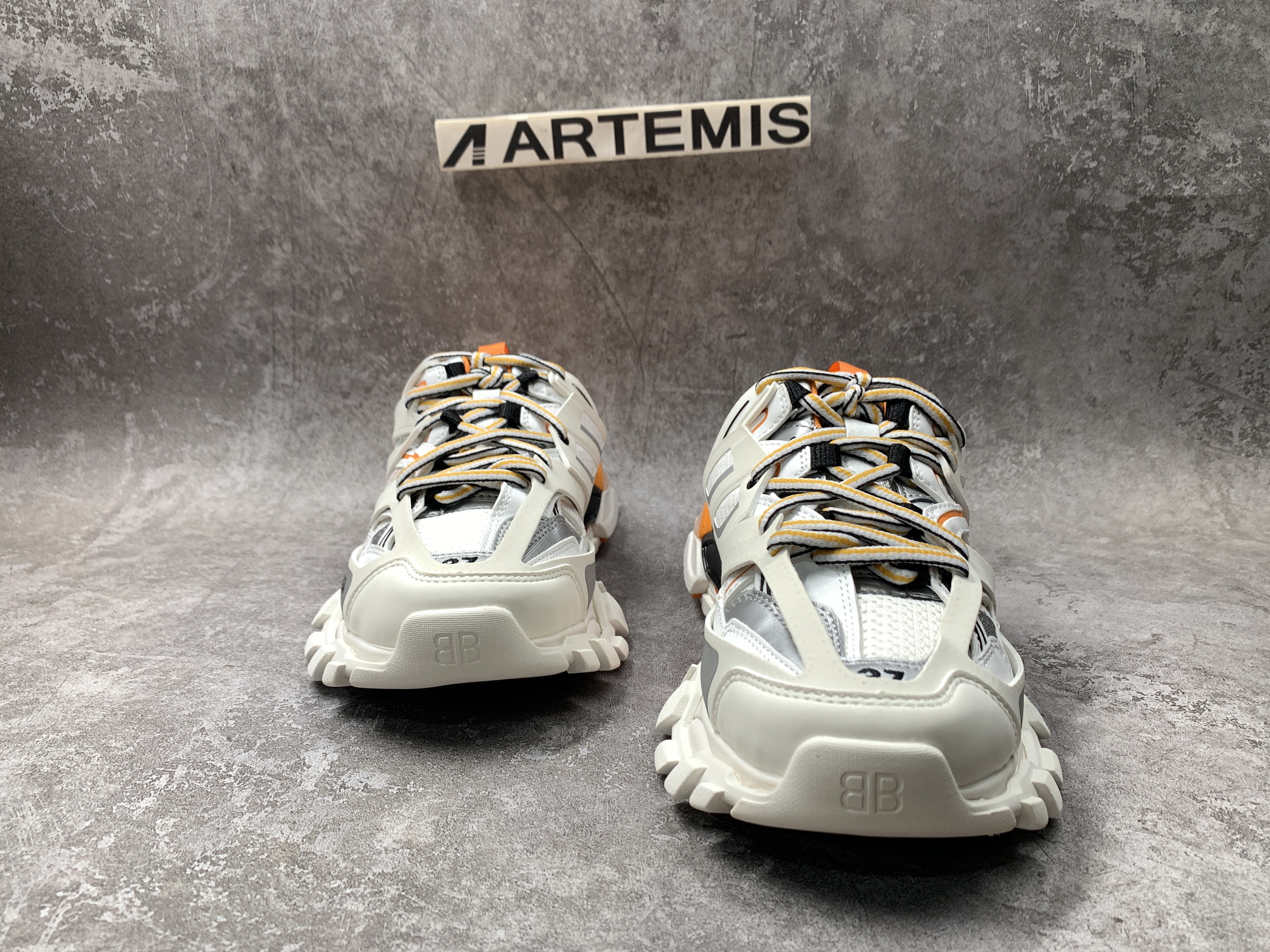 Balenciga Track Mule White Orange