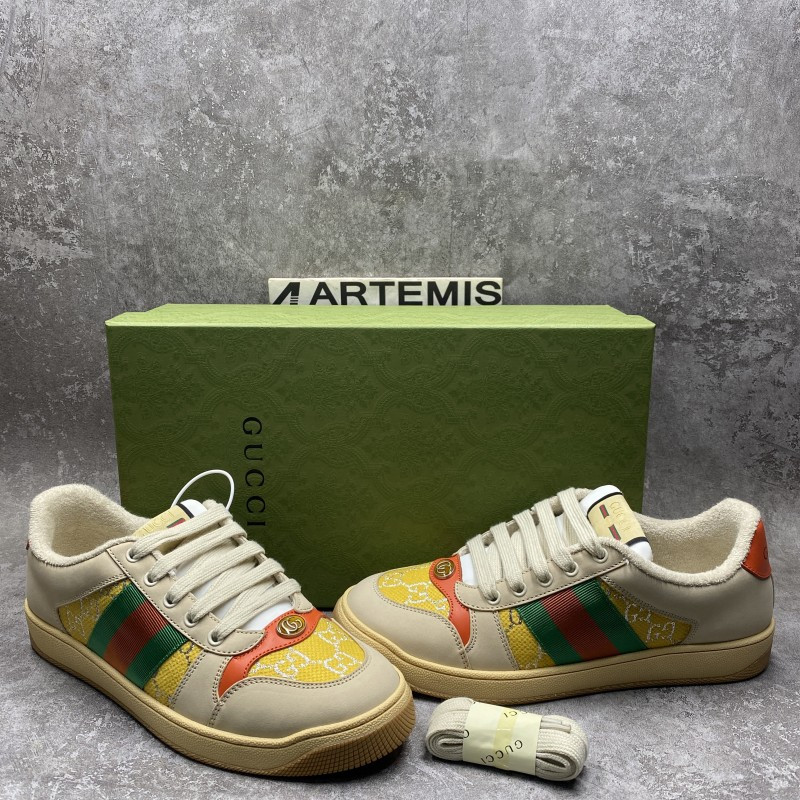 GC Screener Web Stripe GG-jacquard Leather Sneaker