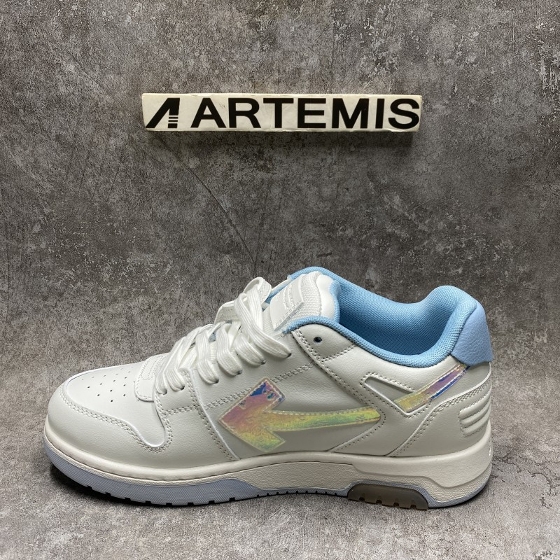 OFF-WHITE Out Of Office OOO Low Tops White Iridescent Blue