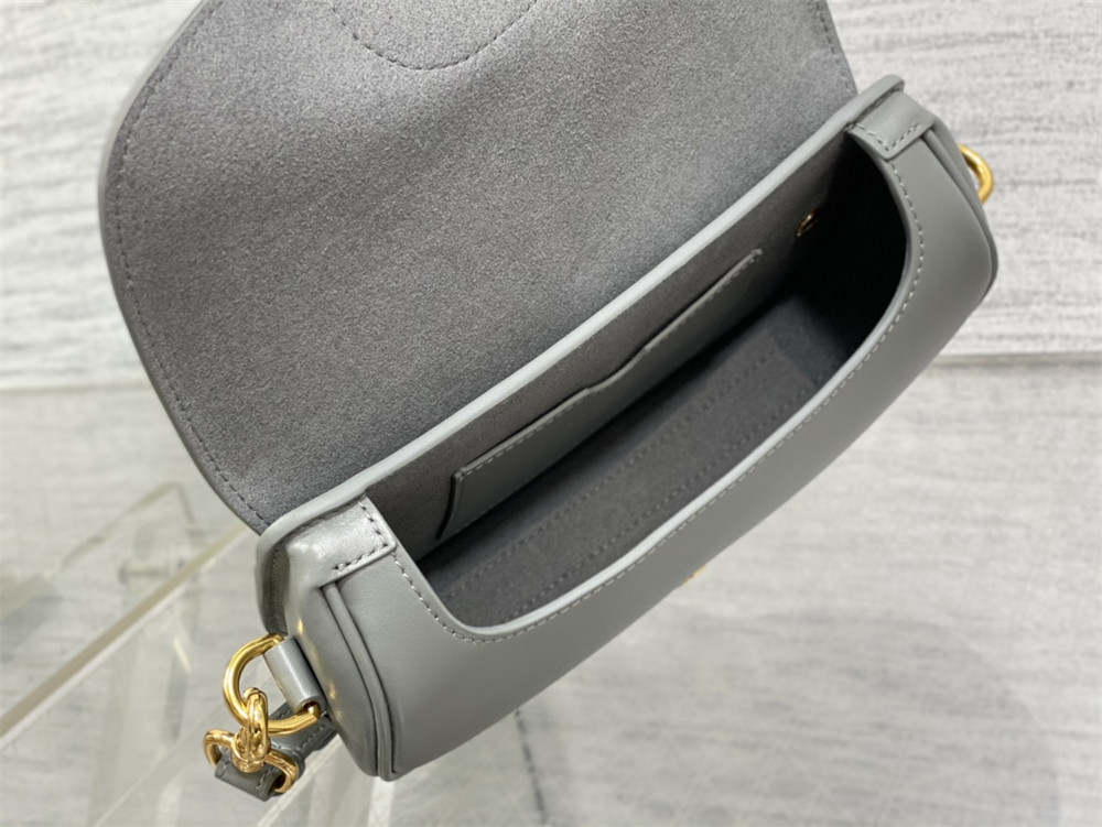 D*or bobby east-west bag latte box calfskin grey