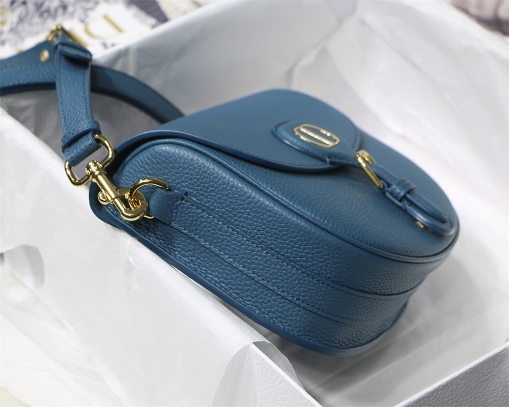 medium D*or bobby bag blue grained calfskin