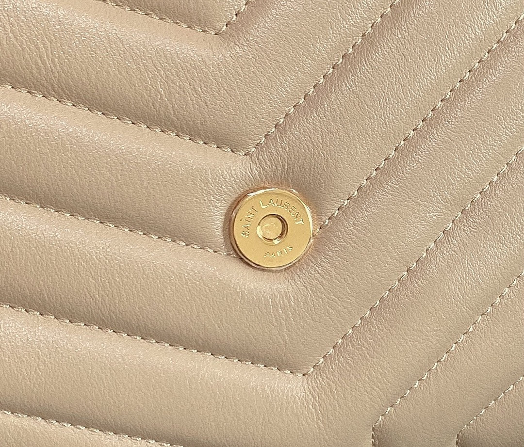 Y*L loulou medium in quilted leather dark beige 12.5 x 8.6 x 3.5 inches