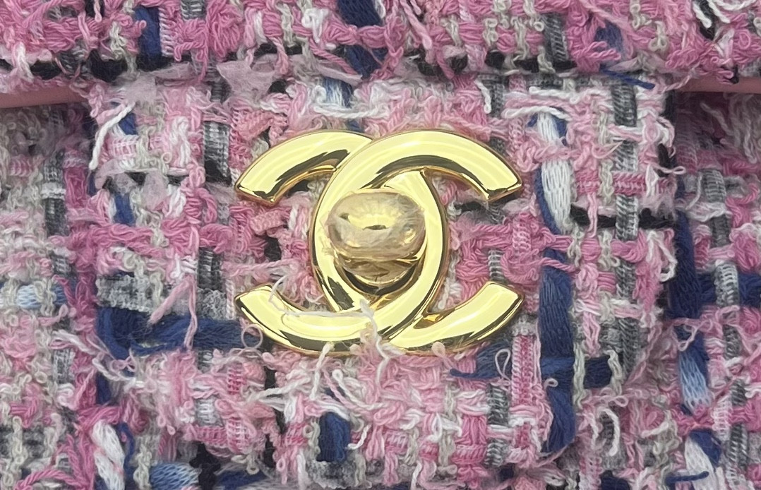 Ch*el classic 11.12 handbag tweed & gold-tone metal 6 × 9.9 × 2.5 in
