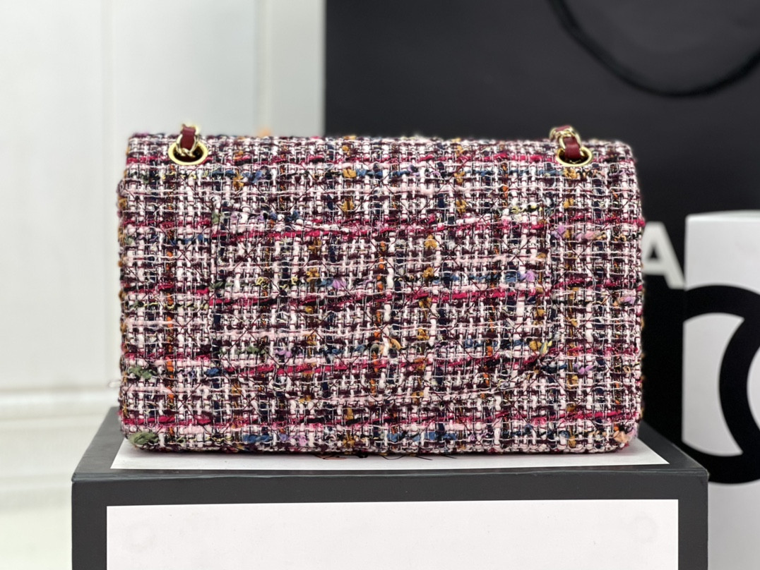 Ch*el classic 11.12 handbag tweed & gold-tone metal 6 × 9.9 × 2.5 in