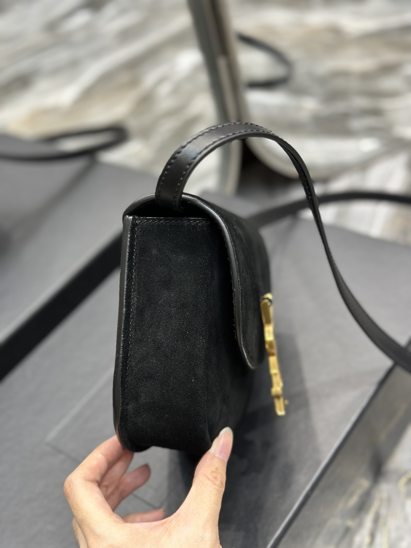 Y*L kaia small satchel in smooth leather 7.2 x 6.1 x 2.1 inches