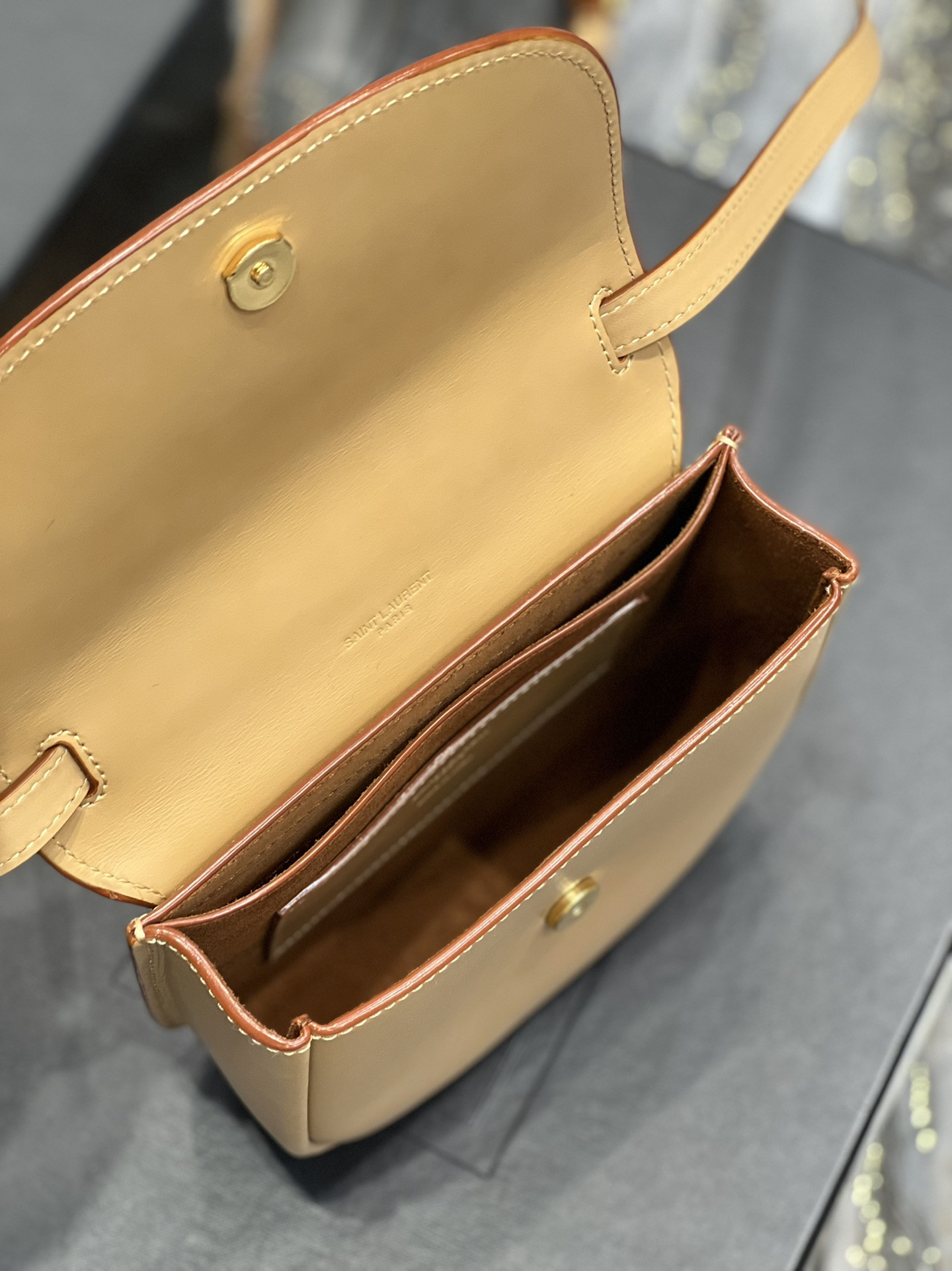 Y*L kaia small satchel in smooth leather 7.2 x 6.1 x 2.1 inches