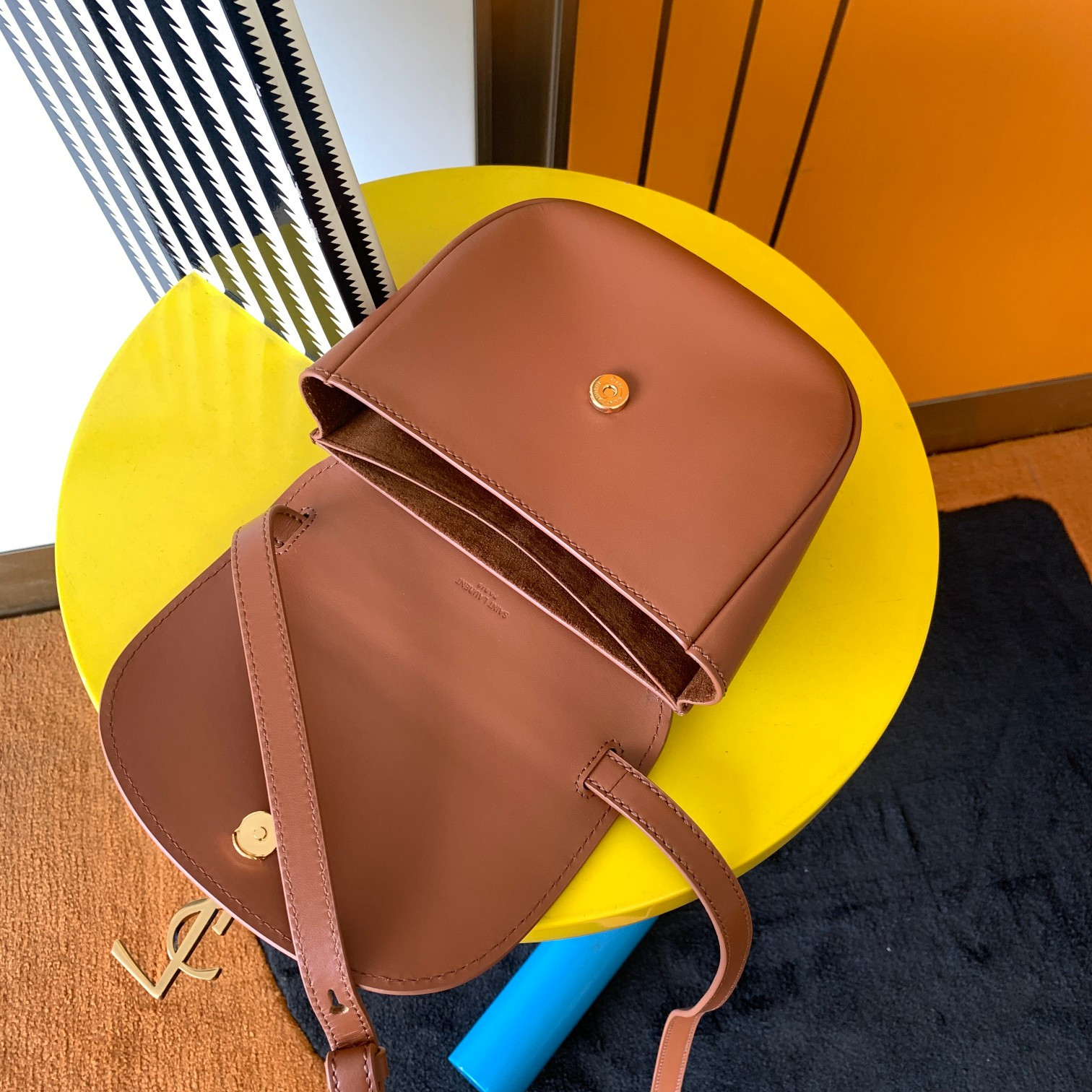 Y*L kaia small satchel in smooth leather 7.2 x 6.1 x 2.1 inches