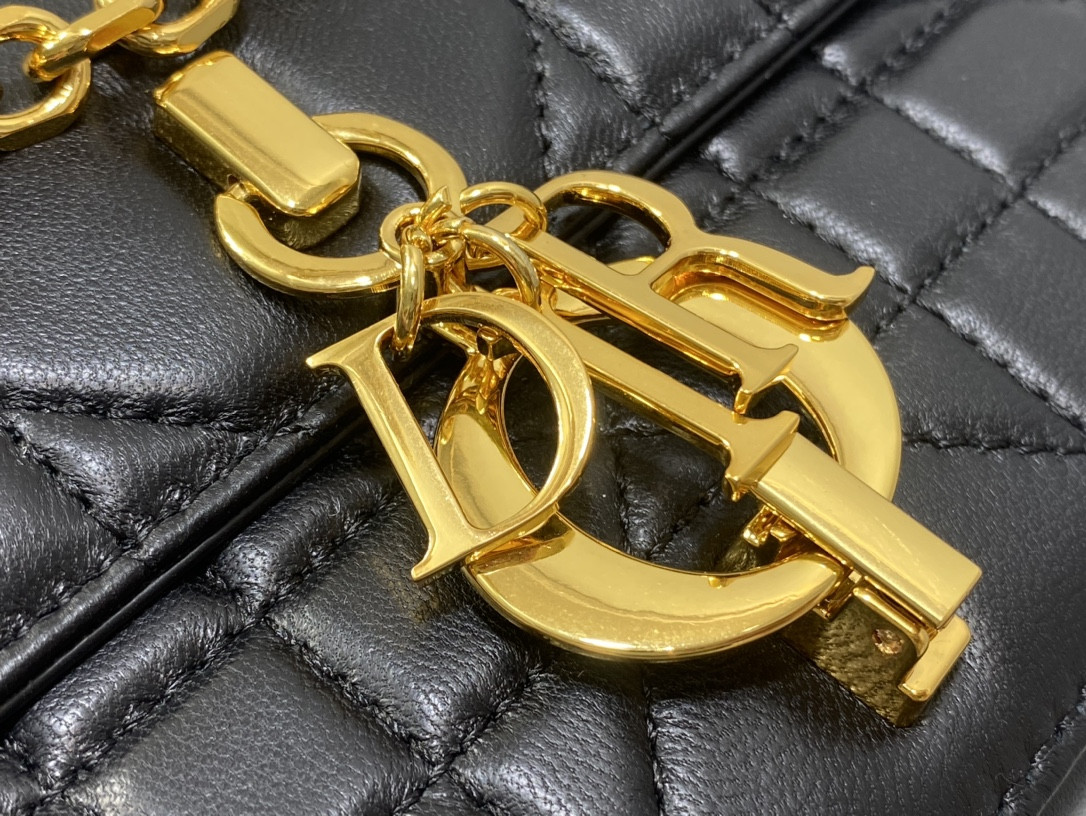 D*or mini D*or ange bag black macrocannage calfskin 20 x 12 x 5 cm
