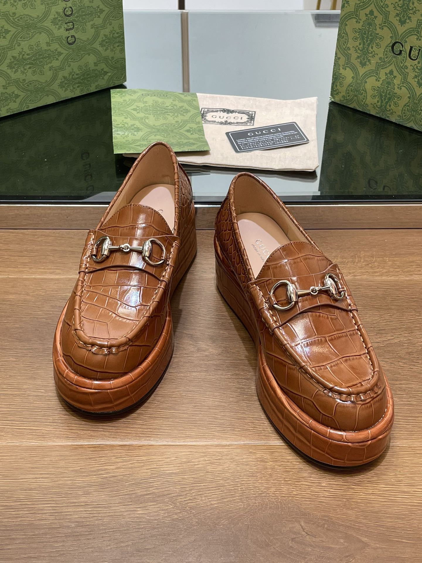 ua G*u*i horsebit wedge loafer