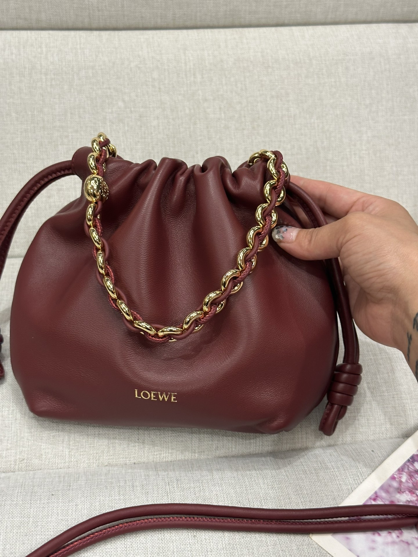 L0ew* mini flamenco purse bag in mellow nappa lambskin 23x17x5.5cm
