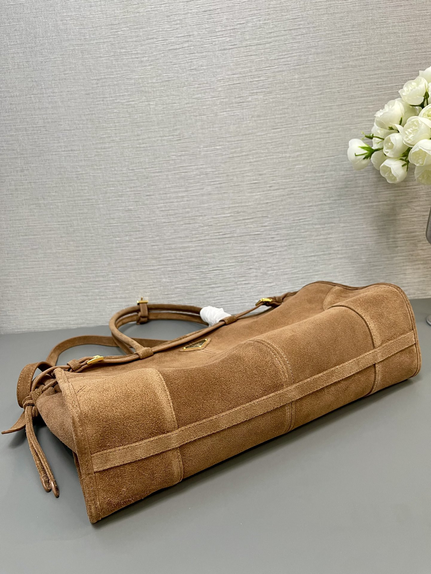 Pra*a bonnie large suede handbag 38x30x12 cm
