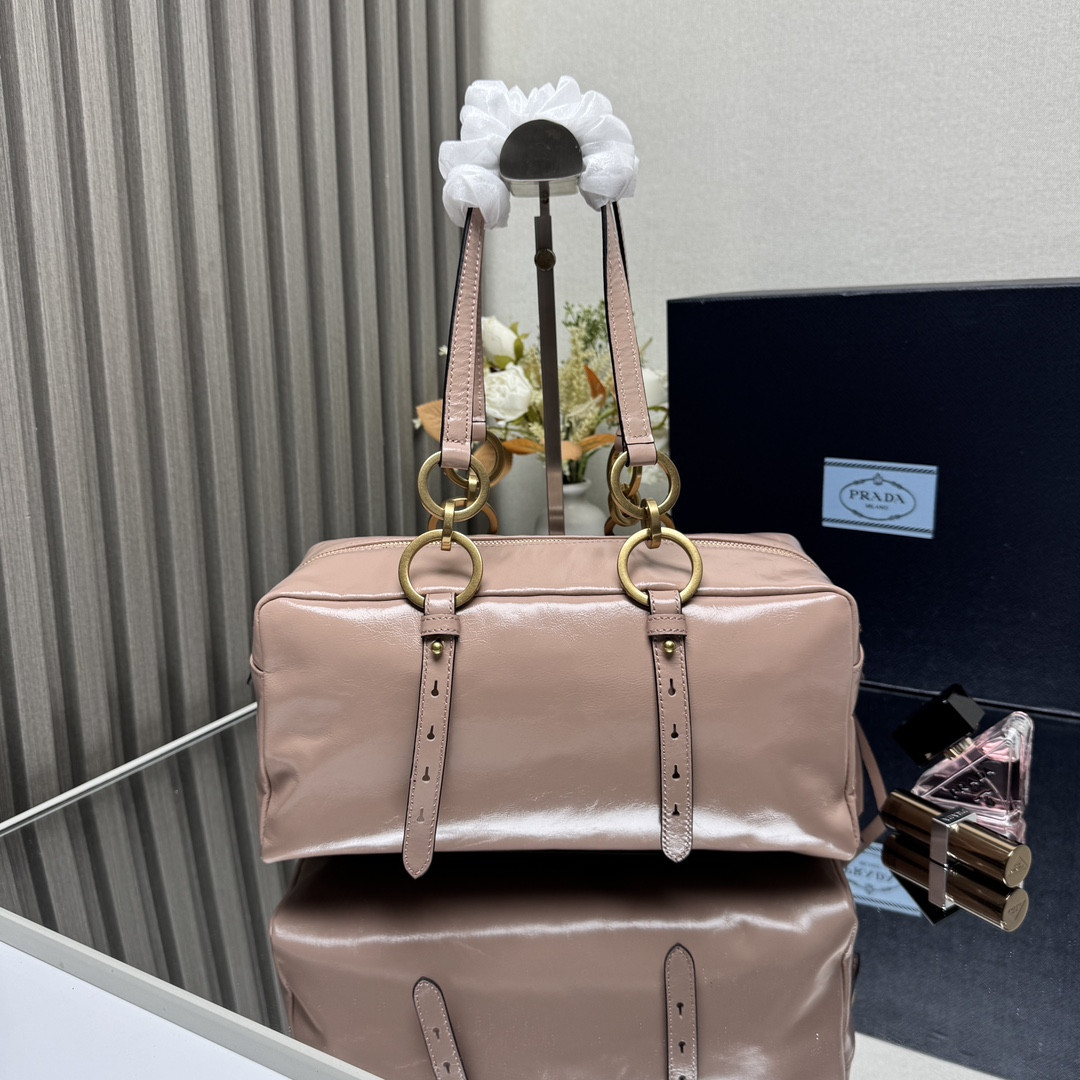 Pra*a dangle medium leather top-handle bag 14x30x13.5cm